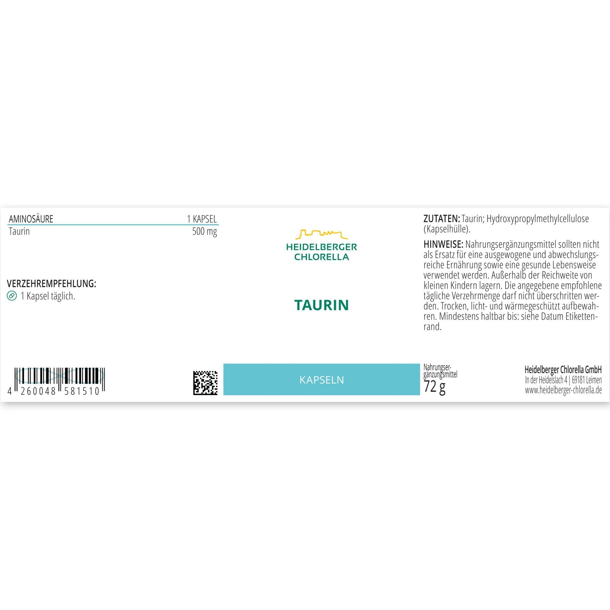 HEIDELBERGER CHLORELLA® Taurin Kapseln