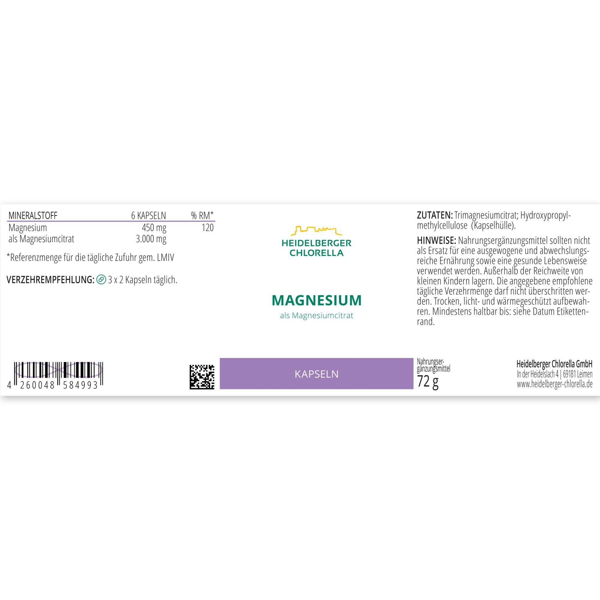 HEIDELBERGER CHLORELLA® Magnesium Kps. als Magnesiumcitrat klein