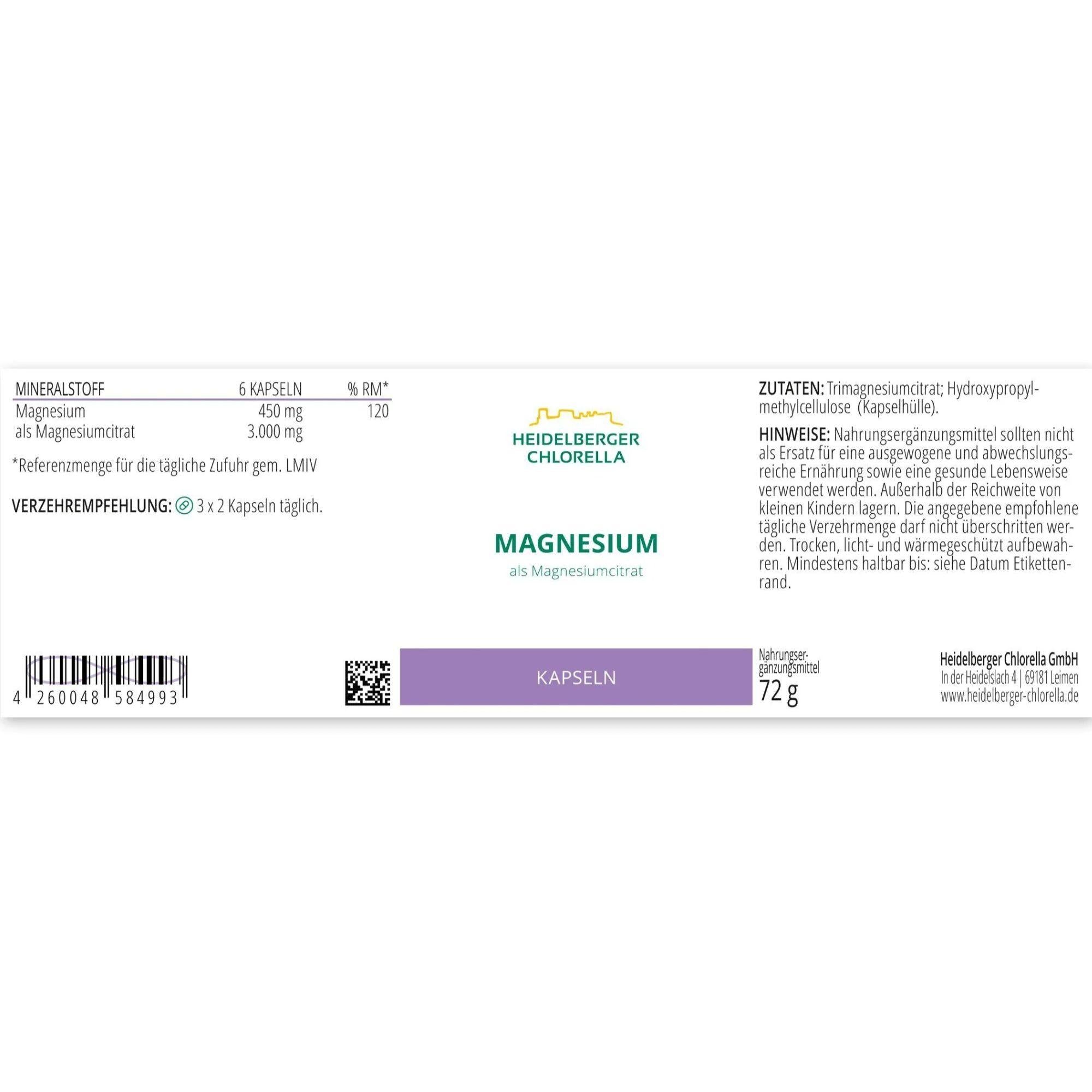 HEIDELBERGER CHLORELLA® Magnesium Kps. als Magnesiumcitrat klein