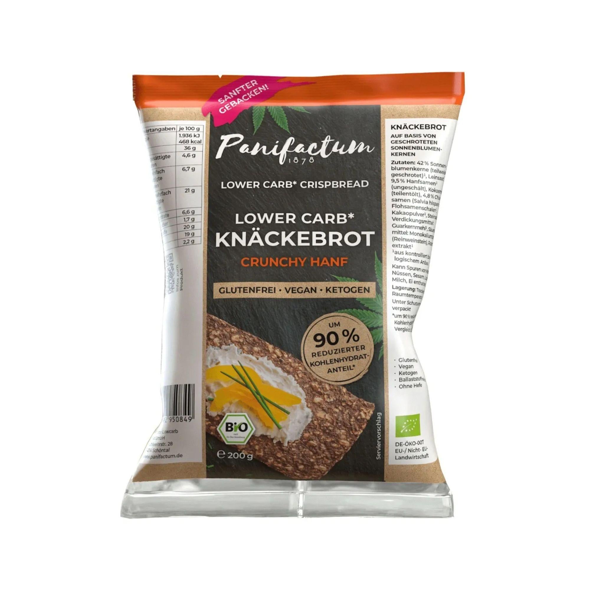 Panifactum Low Carb Knäckebrot Crunchy Hanf BIO