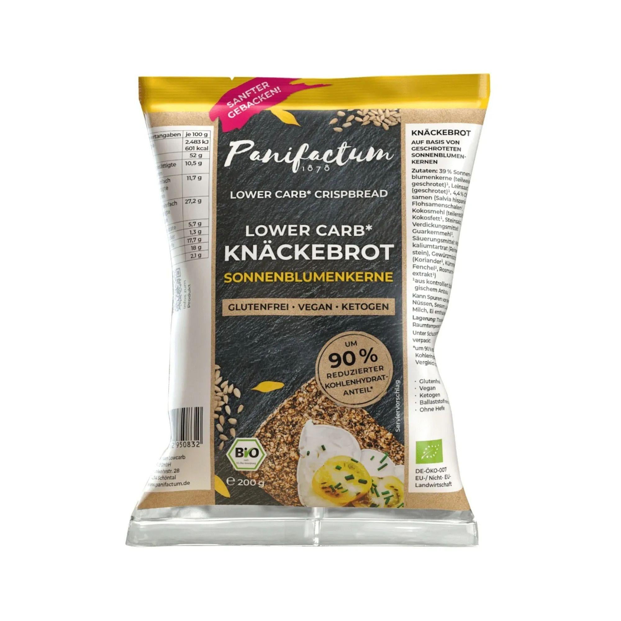 Panifactum Low Carb Knäckebrot Sonnenblumenkerne BIO