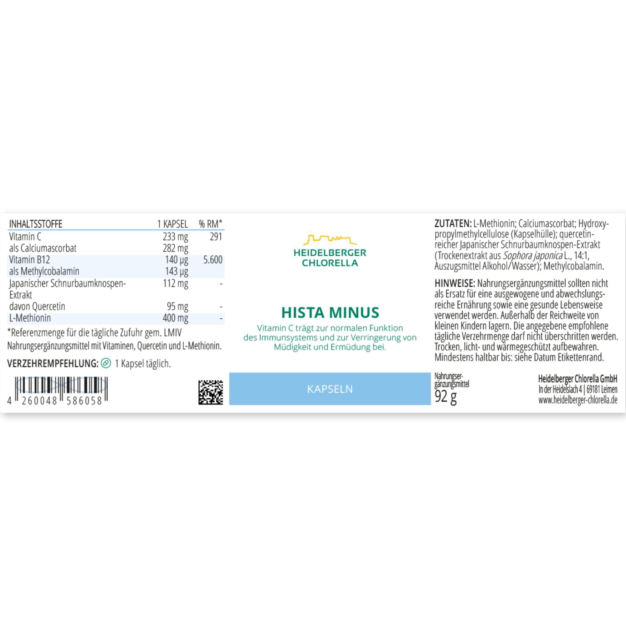 HEIDELBERGER CHLORELLA® HISTA MINUS Kapseln